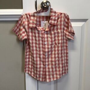 NWT - Boys Red Plaid Shirt Size 6